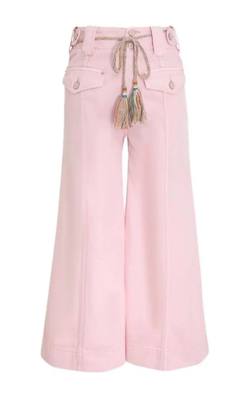 Zimmermann Cropped Wide Leg High Rise Baby Pink Jeans Gauchos Y2k Size 27
